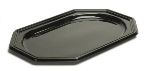  Octogonal platter black 55x38cm 