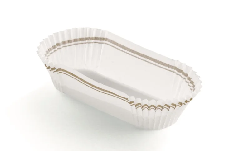  Oval paper case 105x40cm (white with gold rim)