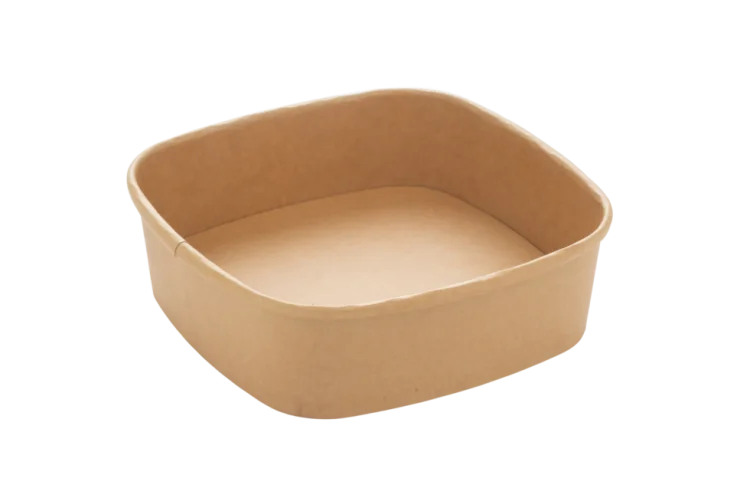  Combo KRAFT Square Bowl 900ml + rPET Lid 