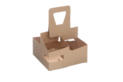  Kraft 4 Cup Carry Tray with handle 