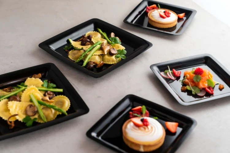  Reusable Square plate PP black 23x23cm 