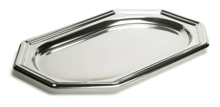  Achteckige Servierplatte Silber-look 55x38cm 